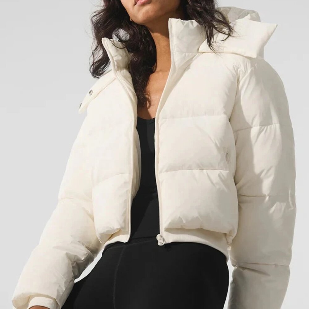 ALO Yoga Foxy Puffer Jacket Women Ivory Small New MSRP $238